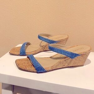 STUART WEITZMAN ALEENA 50 WEDGE DENIM/CORK WOWENS SIZE 6.5AA